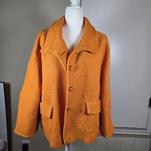 ESCADA Tweed Jacket Orange Color Size 46 Made In Italy